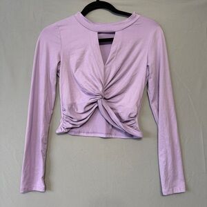 Fashion Nova Womens Twist Front Crop Top Size Small Purple Going Out Long Sleeve